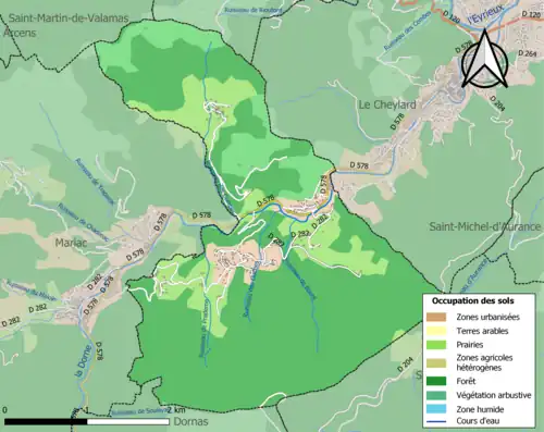 Carte en couleurs présentant l'occupation des sols.