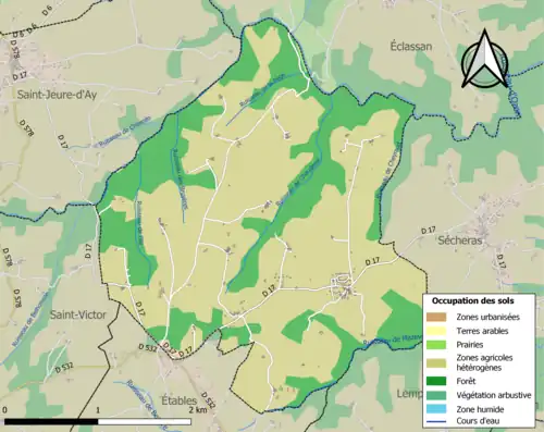Carte en couleurs présentant l'occupation des sols.
