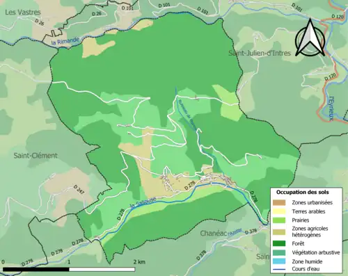 Carte en couleurs présentant l'occupation des sols.