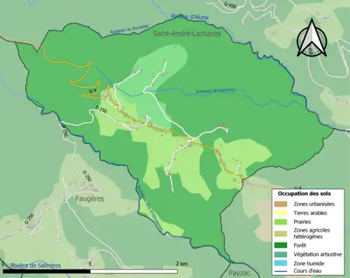 Carte en couleurs présentant l'occupation des sols.