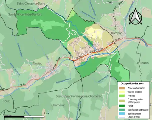 Carte en couleurs présentant l'occupation des sols.