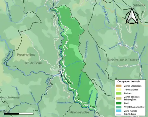Carte en couleurs présentant l'occupation des sols.