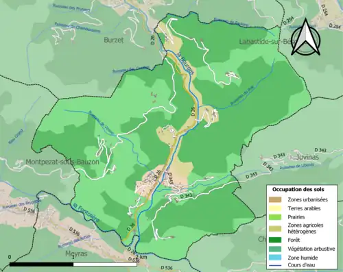Carte en couleurs présentant l'occupation des sols.