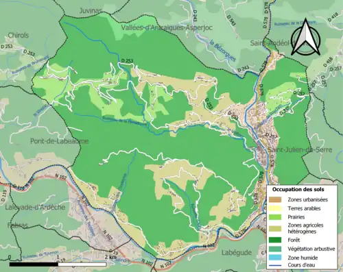 Carte en couleurs présentant l'occupation des sols.