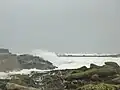 La tempête du 26 janvier 2014 à Guilvinec : vagues à l'assaut de la digue protégeant le port -2