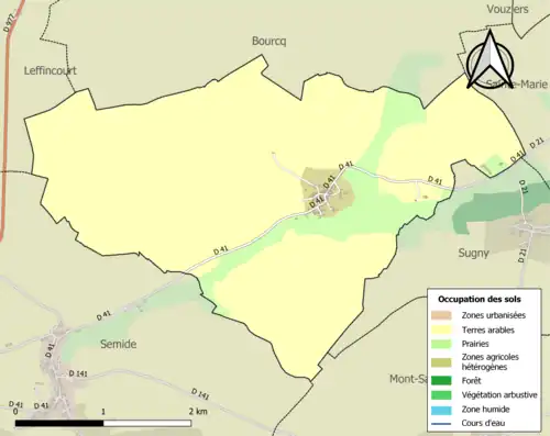 Carte en couleurs présentant l'occupation des sols.