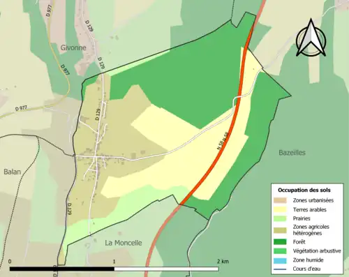 Carte en couleurs présentant l'occupation des sols.