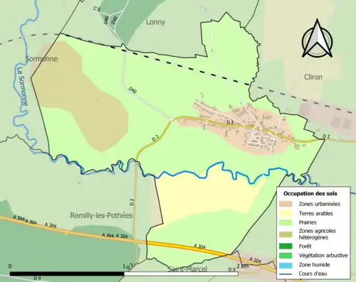 Carte en couleurs présentant l'occupation des sols.