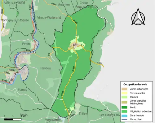 Carte en couleurs présentant l'occupation des sols.