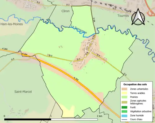 Carte en couleurs présentant l'occupation des sols.