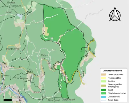 Carte en couleurs présentant l'occupation des sols.