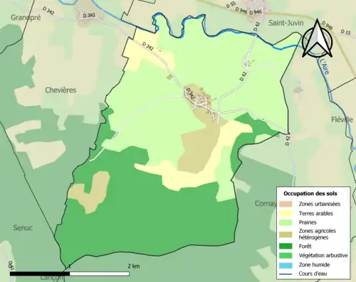 Carte en couleurs présentant l'occupation des sols.