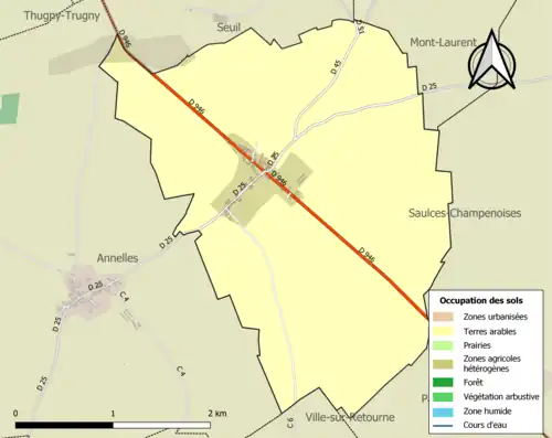 Carte en couleurs présentant l'occupation des sols.