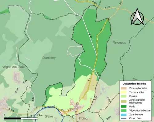 Carte en couleurs présentant l'occupation des sols.