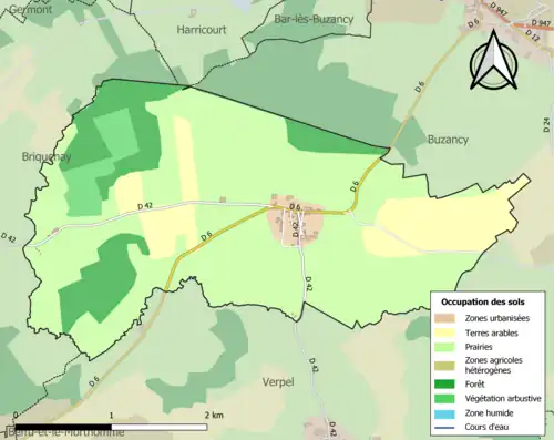 Carte en couleurs présentant l'occupation des sols.
