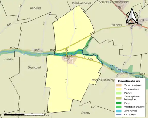 Carte en couleurs présentant l'occupation des sols.