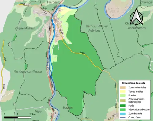Carte en couleurs présentant l'occupation des sols.