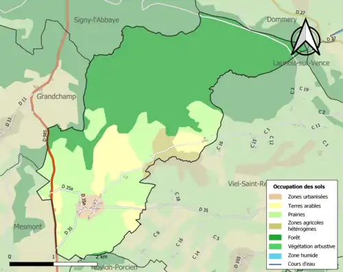 Carte en couleurs présentant l'occupation des sols.