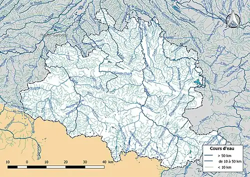 Carte de l'ensemble du réseau hydrographique de l’Ariège.
