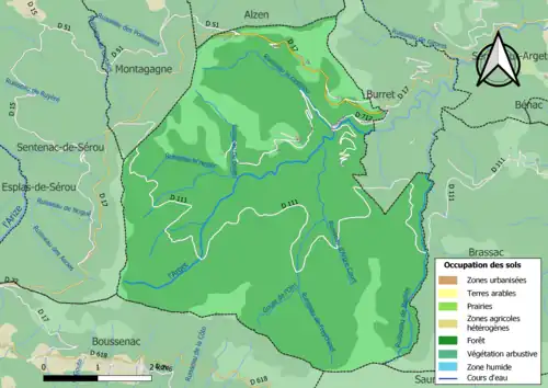 Carte en couleurs présentant l'occupation des sols.