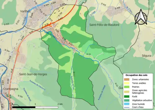 Carte en couleurs présentant l'occupation des sols.
