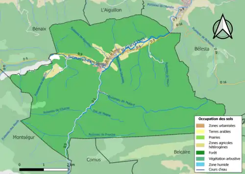 Carte en couleurs présentant l'occupation des sols.