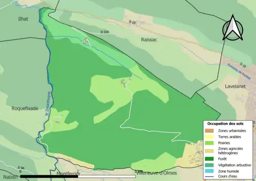Carte en couleurs présentant l'occupation des sols.