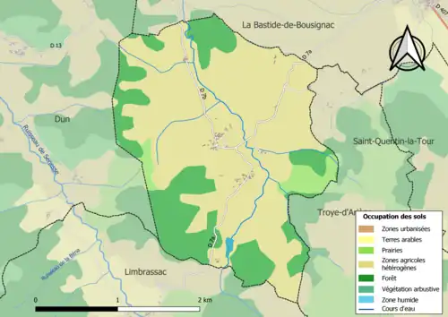 Carte en couleurs présentant l'occupation des sols.