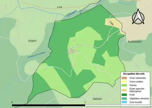 Carte en couleurs présentant l'occupation des sols.
