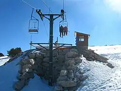 Depuis le télésiège, vue sur l'estacade d'arrivée.
