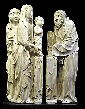 Présentation de Jésus au Temple, groupe sculpté réalisé durant la seconde moitié du XIVe siècle.