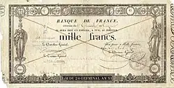 1 000 francs Germinal définitif, Face recto