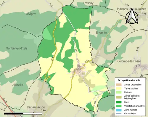 Carte en couleurs présentant l'occupation des sols.
