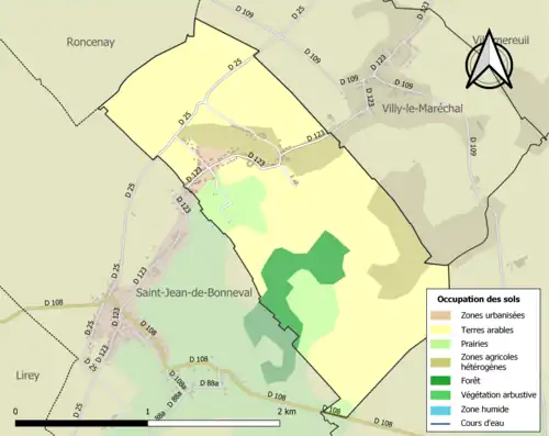 Carte en couleurs présentant l'occupation des sols.