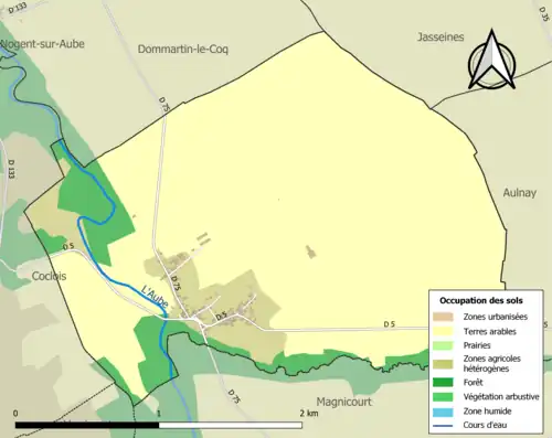 Carte en couleurs présentant l'occupation des sols.