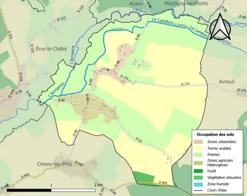 Carte en couleurs présentant l'occupation des sols.