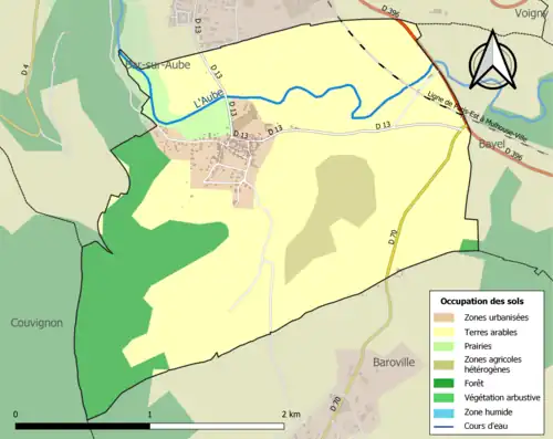 Carte en couleurs présentant l'occupation des sols.