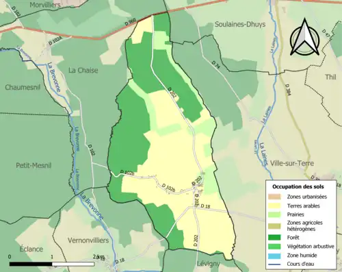 Carte en couleurs présentant l'occupation des sols.