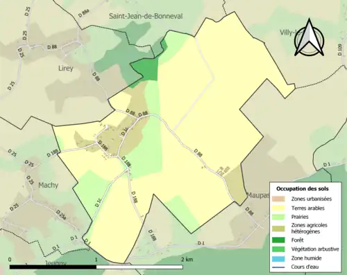 Carte en couleurs présentant l'occupation des sols.