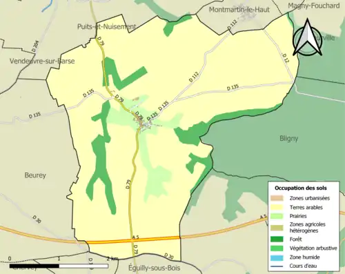 Carte en couleurs présentant l'occupation des sols.