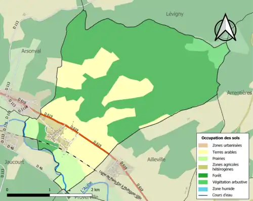 Carte en couleurs présentant l'occupation des sols.
