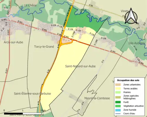 Carte en couleurs présentant l'occupation des sols.