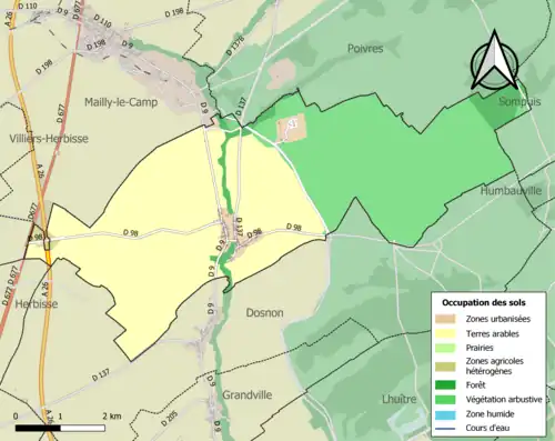 Carte en couleurs présentant l'occupation des sols.