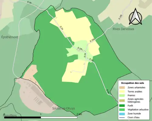Carte en couleurs présentant l'occupation des sols.