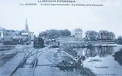 La gare départementale de Quintin vers 1910 (ligne ferroviaire allant de Quintin à Rostrenen).