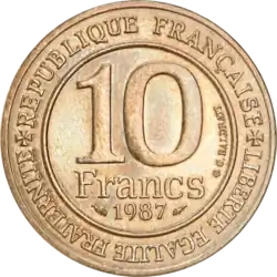 Revers du Dix francs Millénaire Capétien