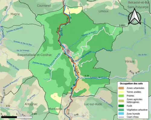 Carte en couleurs présentant l'occupation des sols.