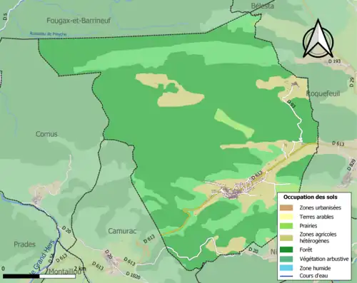 Carte en couleurs présentant l'occupation des sols.