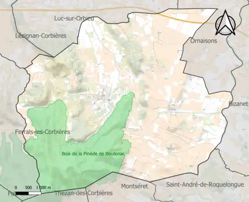 Carte de la ZNIEFF de type 1 sur la commune.