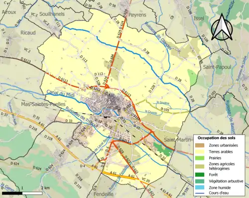 Carte en couleurs présentant l'occupation des sols.